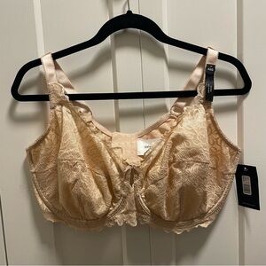 Deesse Lace Bra Unlined Tan Size 42G NWT